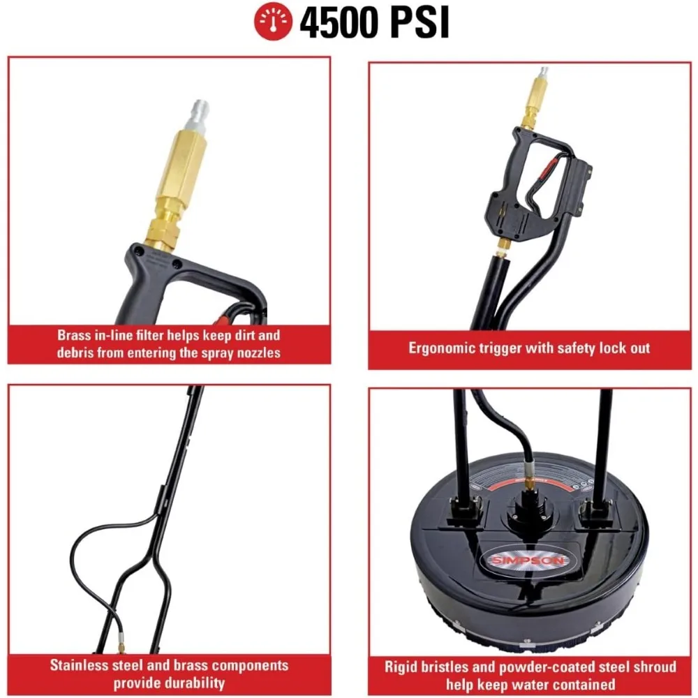 مرفق منظف الأسطح العالمي 20 من سيمبسون 80182 لغسالات ضغط المياه الساخنة والباردة مع توصيل سريع 3/8 بوصة