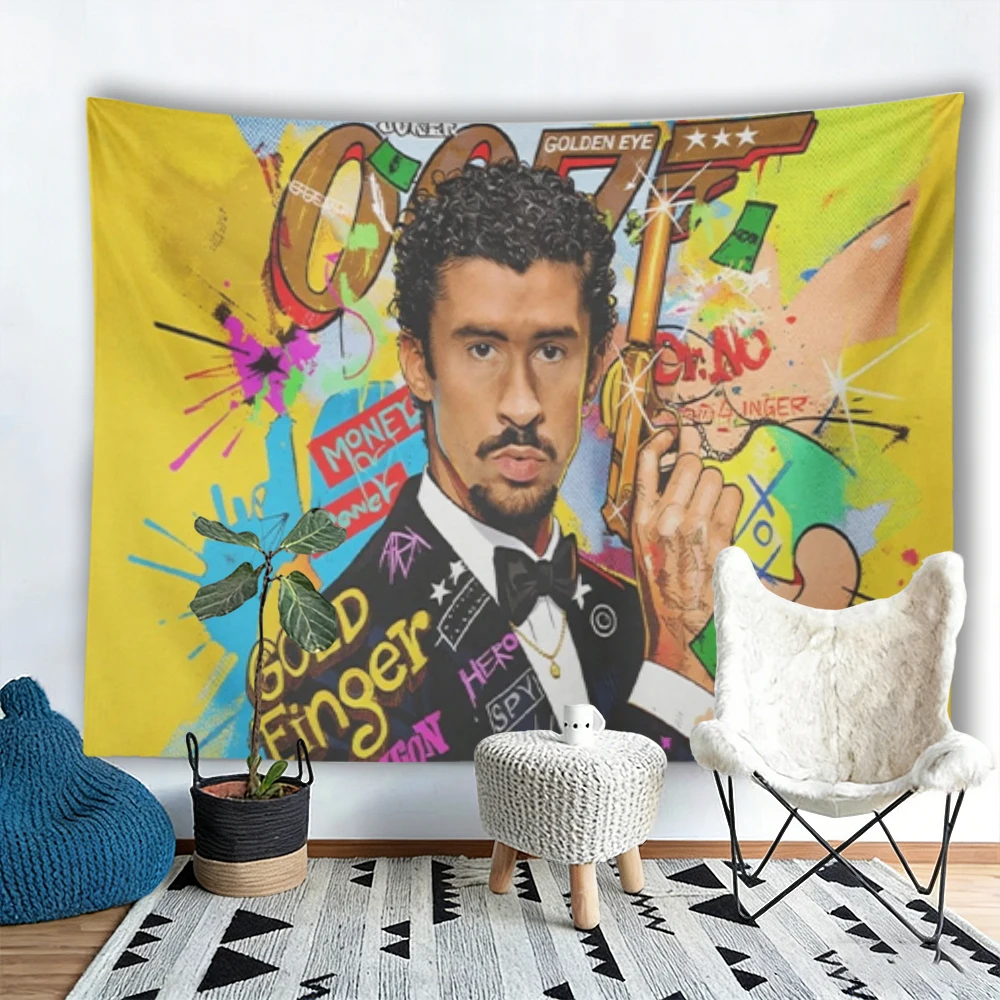 Bad Graphic Tapestry Bunny, Hip Hop Music Fan Wall Hanging For Bedroom Aesthetic Decor