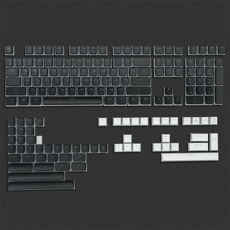 Russian Black Pudding PBT Keycaps 165 Key Double Shot Keycap OEM Profile For MX Mechanical Keyboard