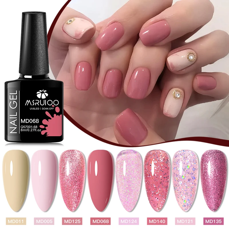 MSRUIOO-Juego de esmaltes de uñas en Gel, serie roja, 8ml, vino tinto verdadero, Color rojo cereza, Kit de barniz en Gel para decoración de uñas, 8 Uds.