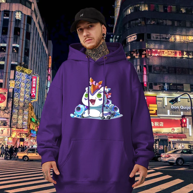 Anime Digimon Hoodies Gomamon casual men's and women's pullover role-playing clothing autumn and winter street clothing