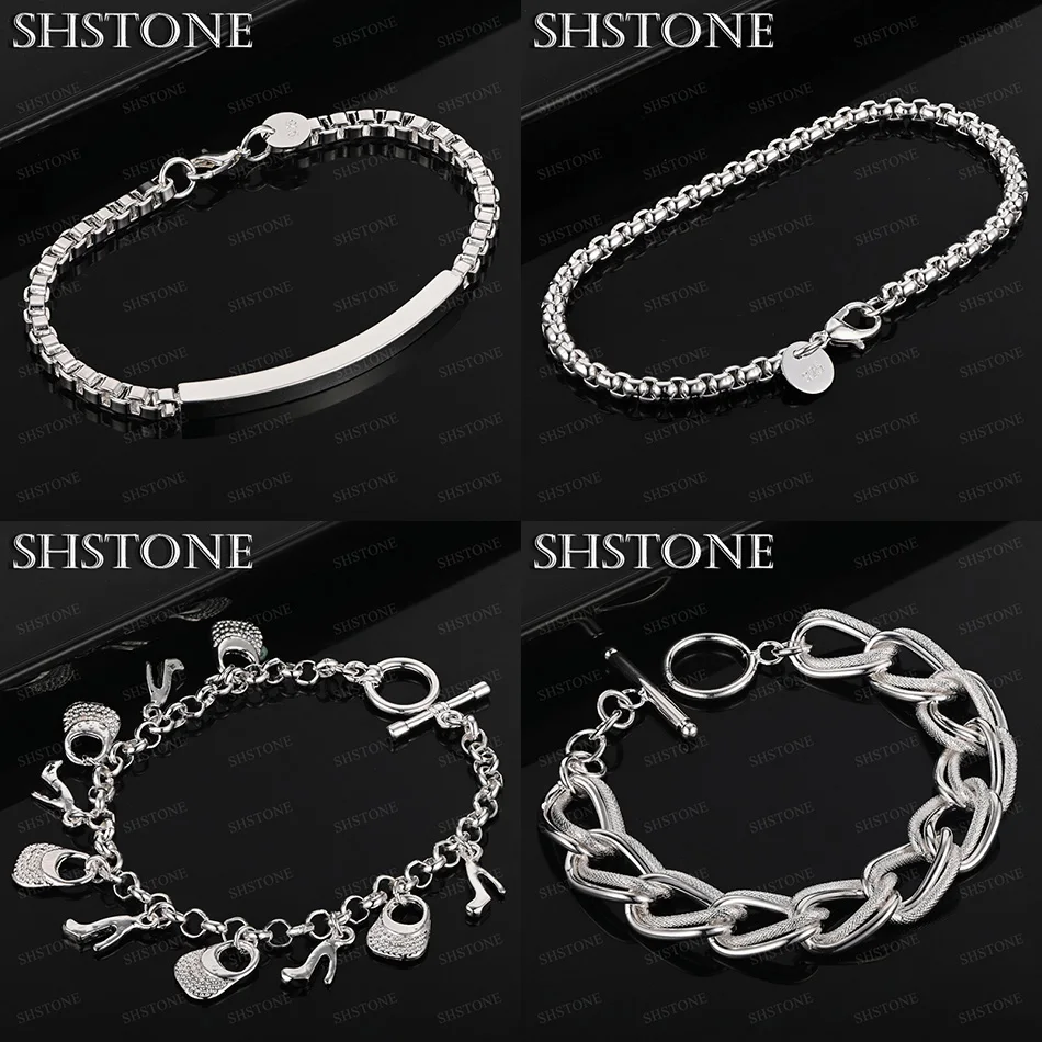 

Fashion Fine 925 Sterling Silver Shoe Bag Double Hinged Box Chain Bracelets Women Christmas Party Popular Jewelry Accessories