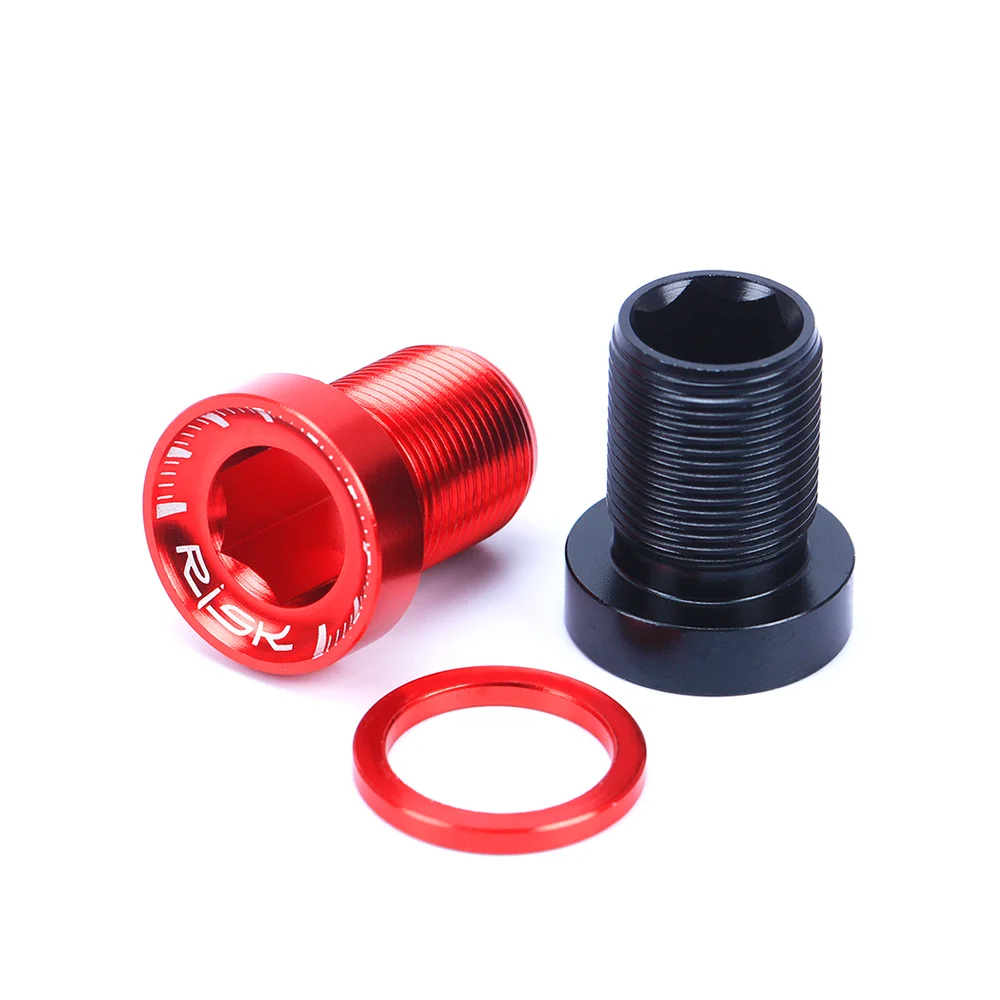 RISK 2pcs M15*19mm MTB BIke Splined Bottom Bracket Bolts Aluminum Alloy Waterproof Dust-proof Cover Bottom Bracket Crank Screws