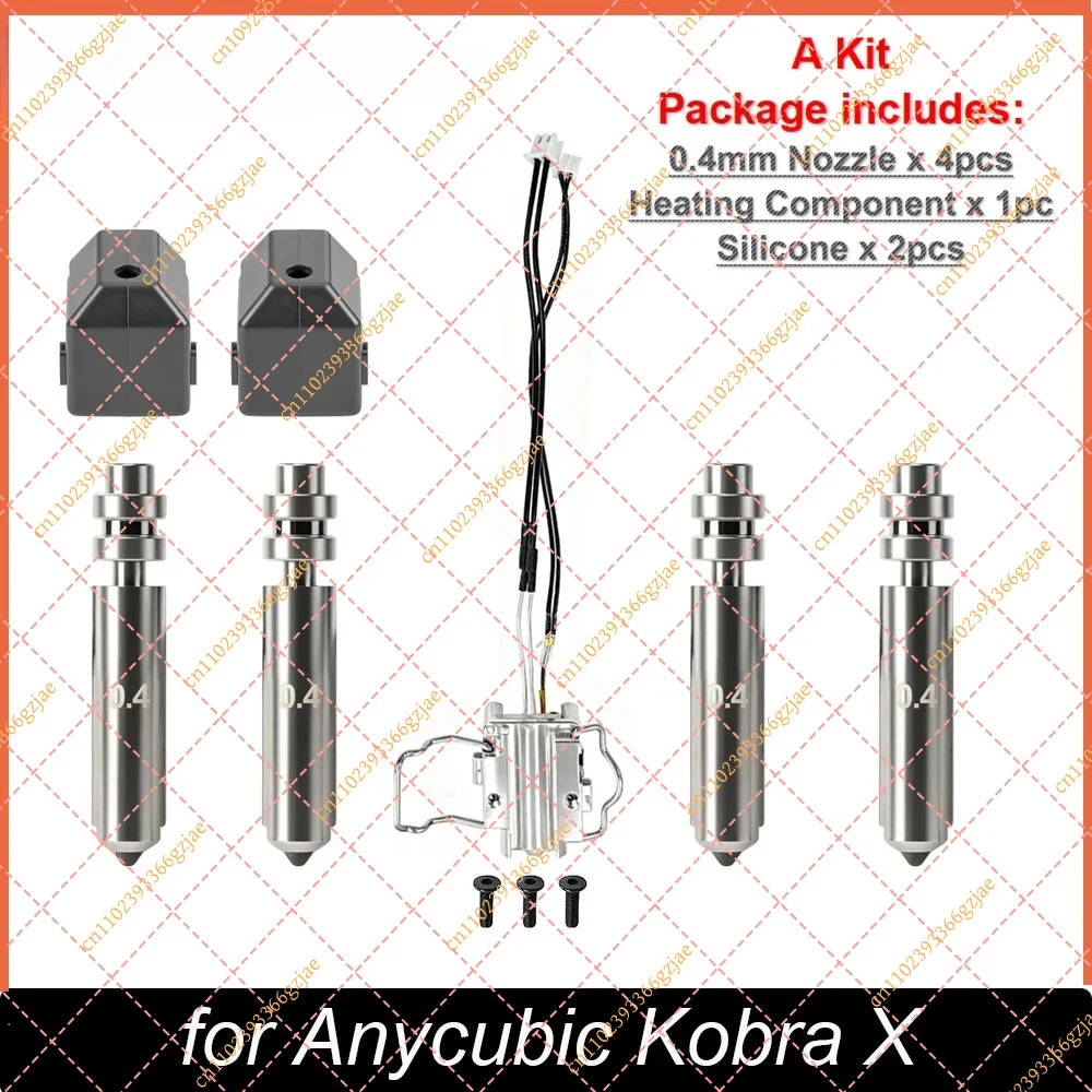 0.25/0.4/0.6/0.8mm Chromium Zirconium Copper Nozzle & Hotend Heating Component for ANYCUBIC Kobra X, Replacement Parts
