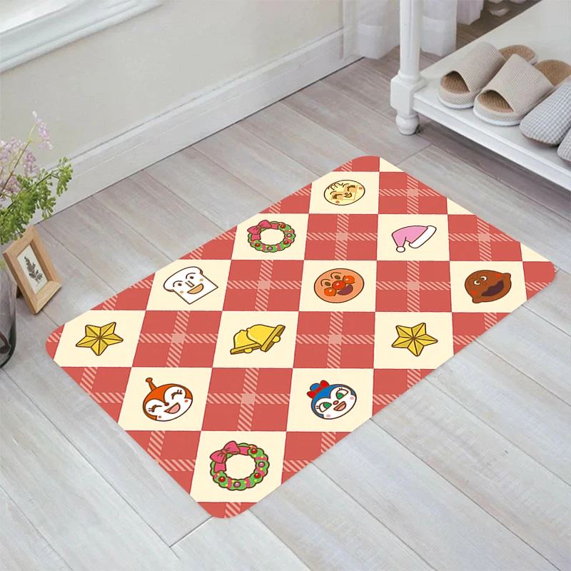 

A-Anpanman Cartoon Floor Mat Home Balcony Aesthetic Room Decoration Carpets Carpet Entrance of House Rugs Kitchen Rug Foot Door