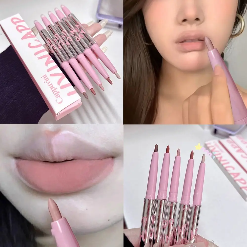 Portable Long Lasting Matte Lip Liner Non-stick Cup Waterproof Lipstick Pen Sweatproof Soft Pink Lip Tint Girl