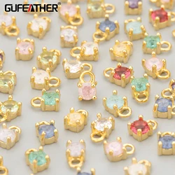 GUFEATHER MF42,jewelry accessories,18k gold plated,copper,zircons,charms,mini size,diy pendants,jewelry making,10pcs/lot