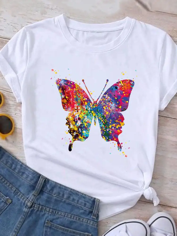 Casual Clothing Summer Flower Watercolor New Graphic T Shirt Short Sleeve Women Print Fashion Clothes Tee T-shirt Female Top