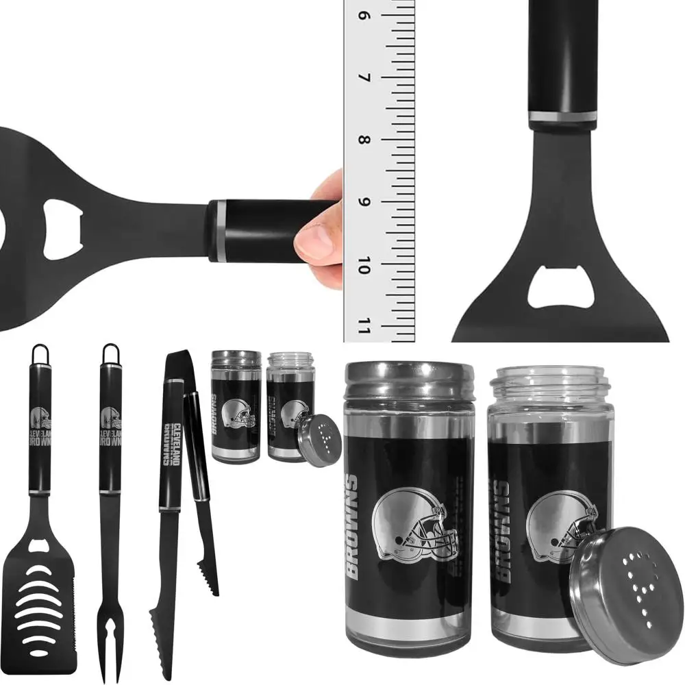 

Cleveland Browns 3-Piece Black BBQ Tool Set with Shakers, Standard Size