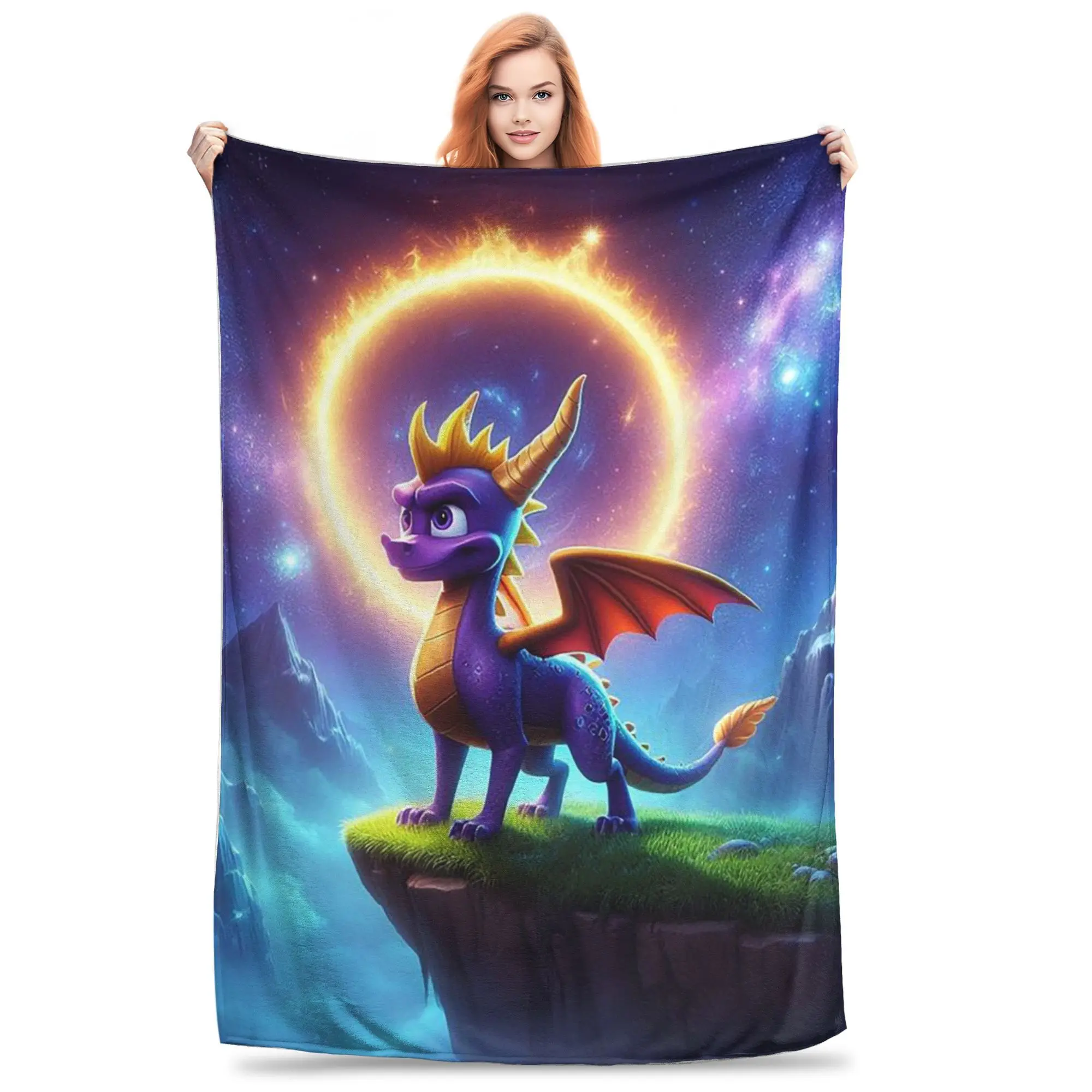Flannel Throw Blanket Ice Spyro Warm Plush Blankets Soft Bedding for Bed Living room Home Picnic Sofa