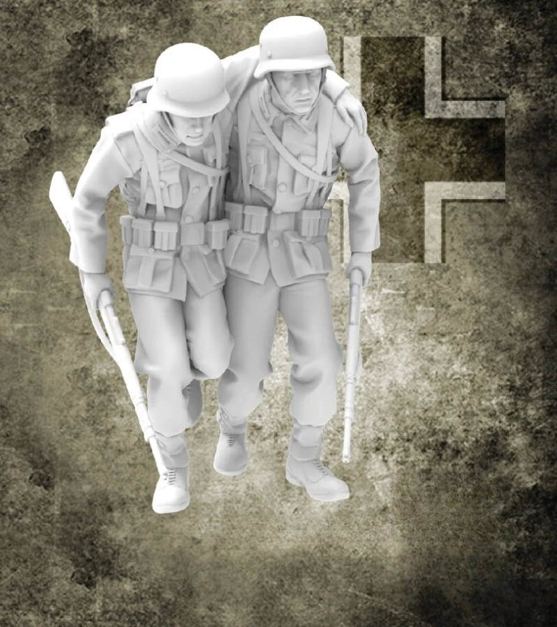 

1/35 Scale Die-Cast Resin Figure Model Kit WWII German Wounded Soldiers 2 Figures Unassembled and Unpainted