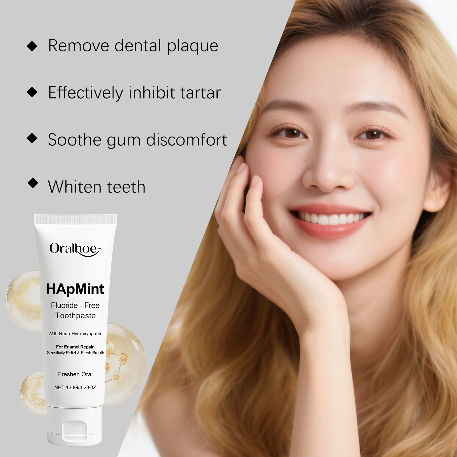 معجون أسنان هيدروكسياباتيت معجون أسنان بالنعناع الطازج التنظيف العميق يزيل الأسنان الصفراء بشكل فعال معجون أسنان للعناية بالفم