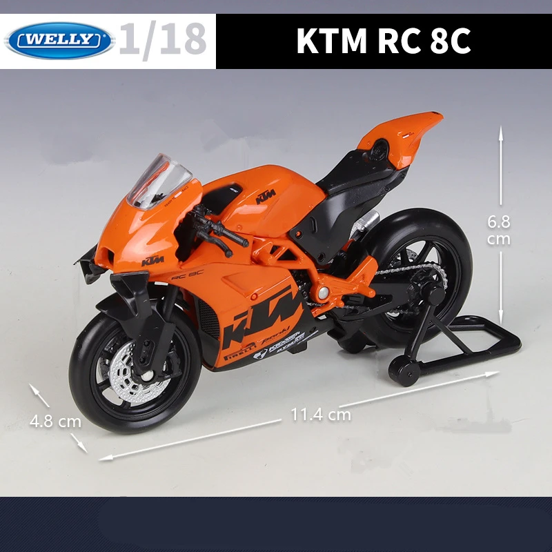 Welly 1:18 KTM RC 8C Alloy Racing Motorcycle Model Simulation Diecast Metal Toy Cross-Country Street Motorcycle Model Kids Gifts