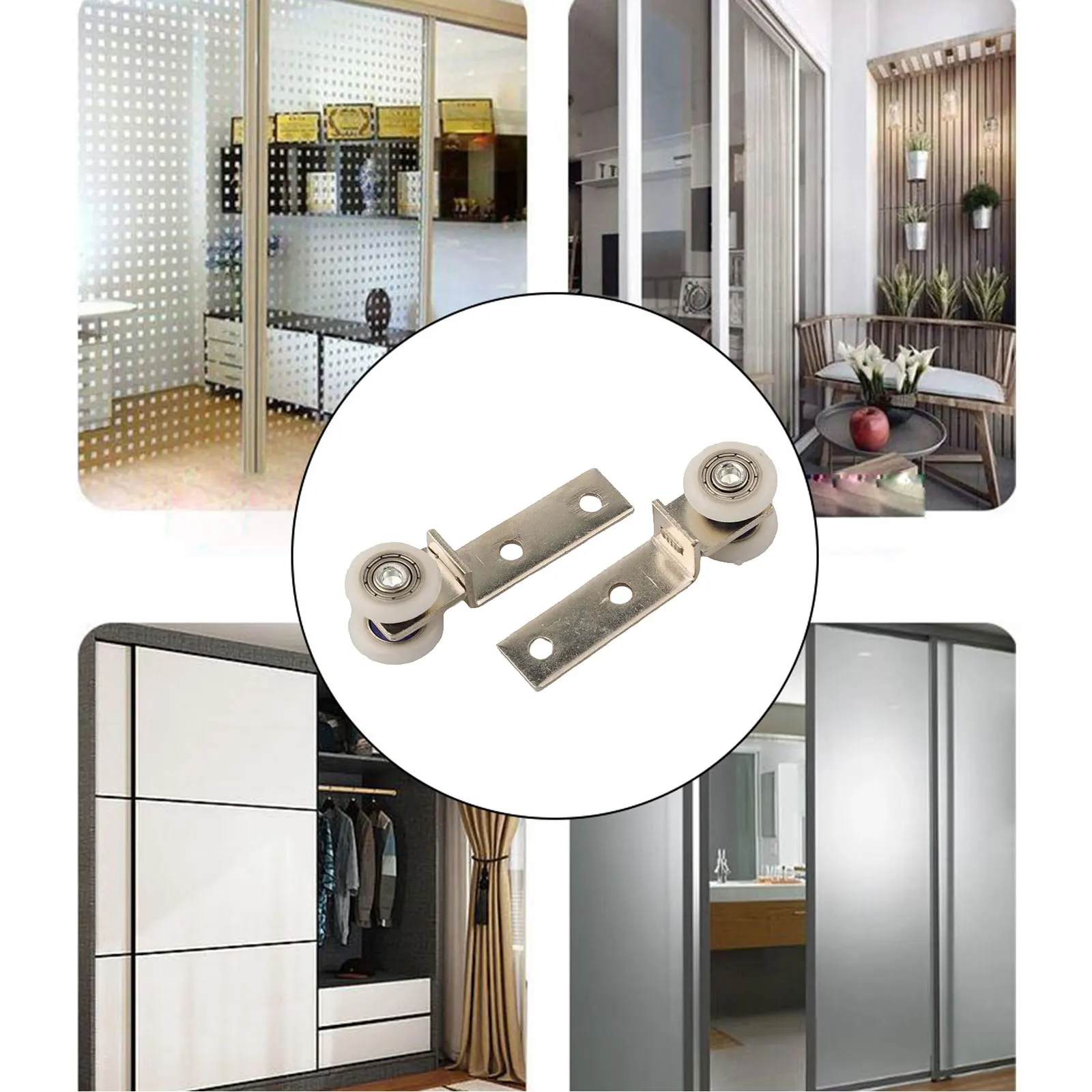 2PCS/4PCS Sliding Door Pulleys Metal Bearing Hanging Track Pulley Block With Two Plastic Wheels For Smooth Sliding Door Cabinet