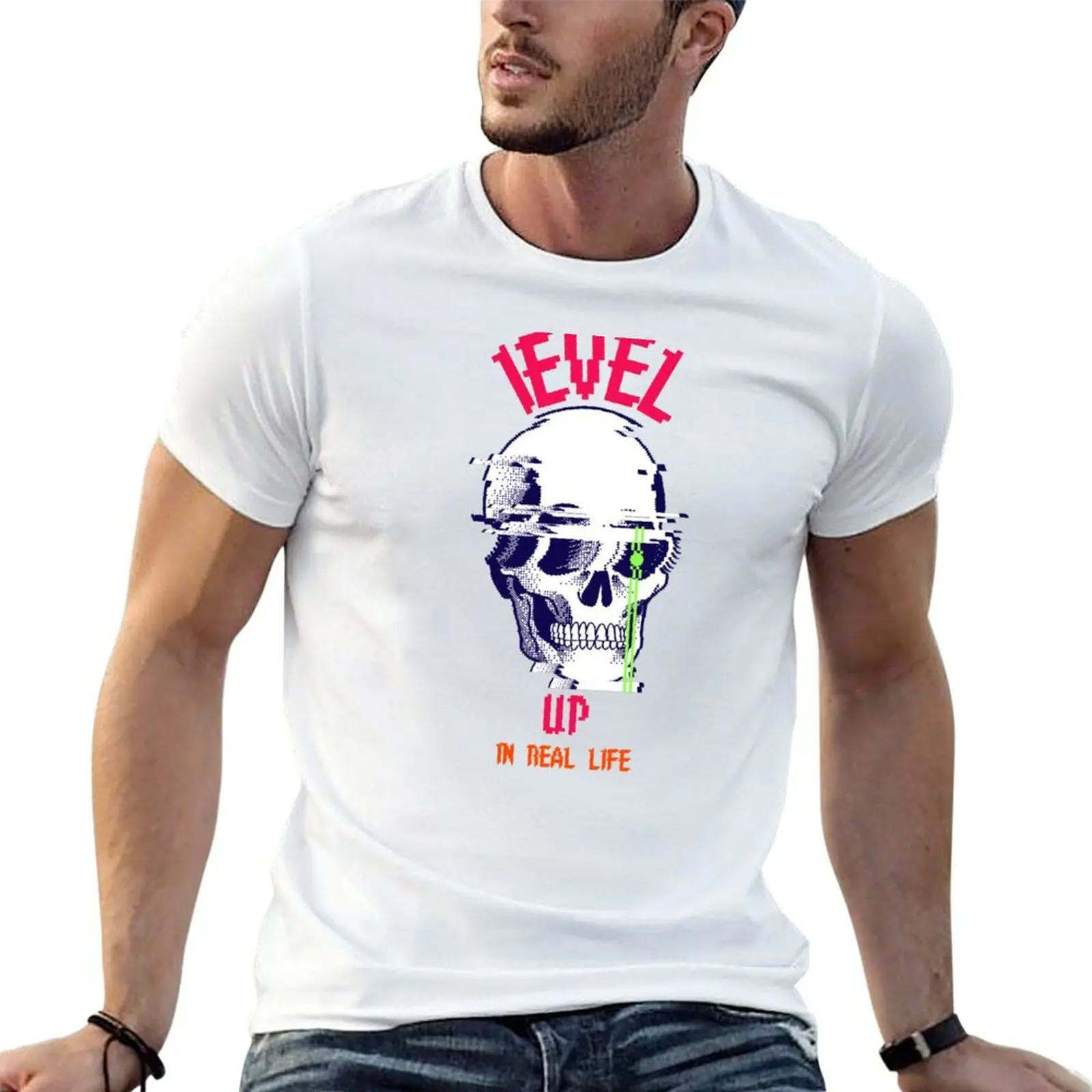 

Level Up In Real Life Video Game T-Shirt man t shirts cotton t shirts for man graphic tees anime t shirts for man T-shirt