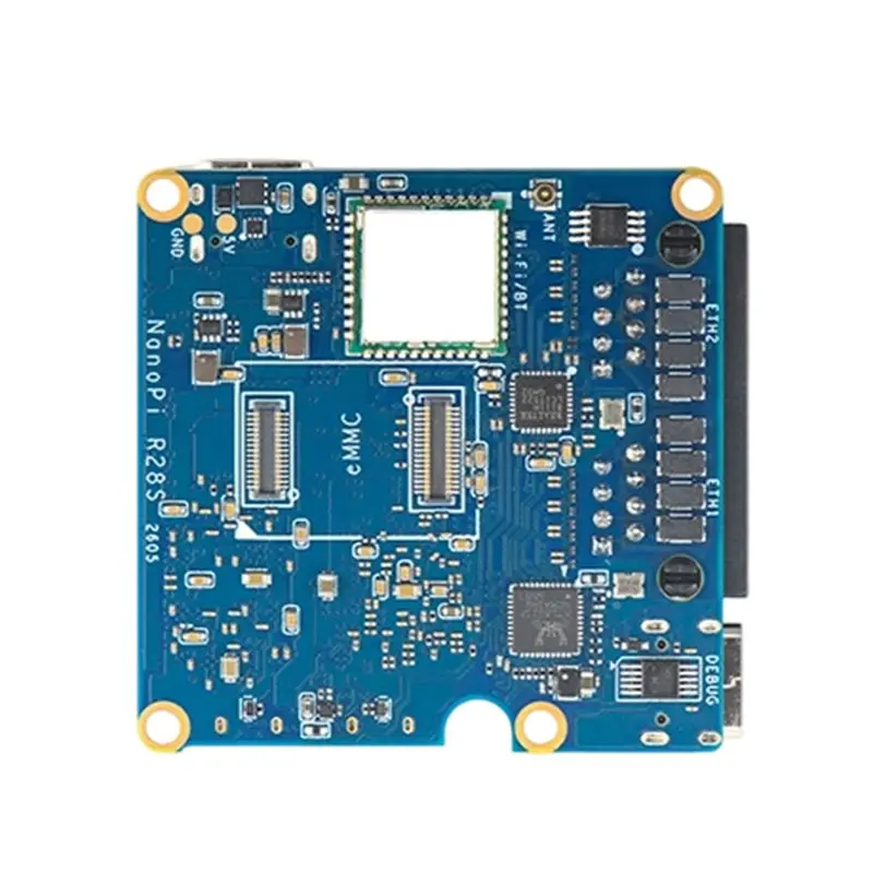 A53M-Supports EMMC/Wifi Bluetooth For Nanopi R28S Development Board With CNC Case 1GB RAM RK3528 Dual Gigabit Ethernet Ports