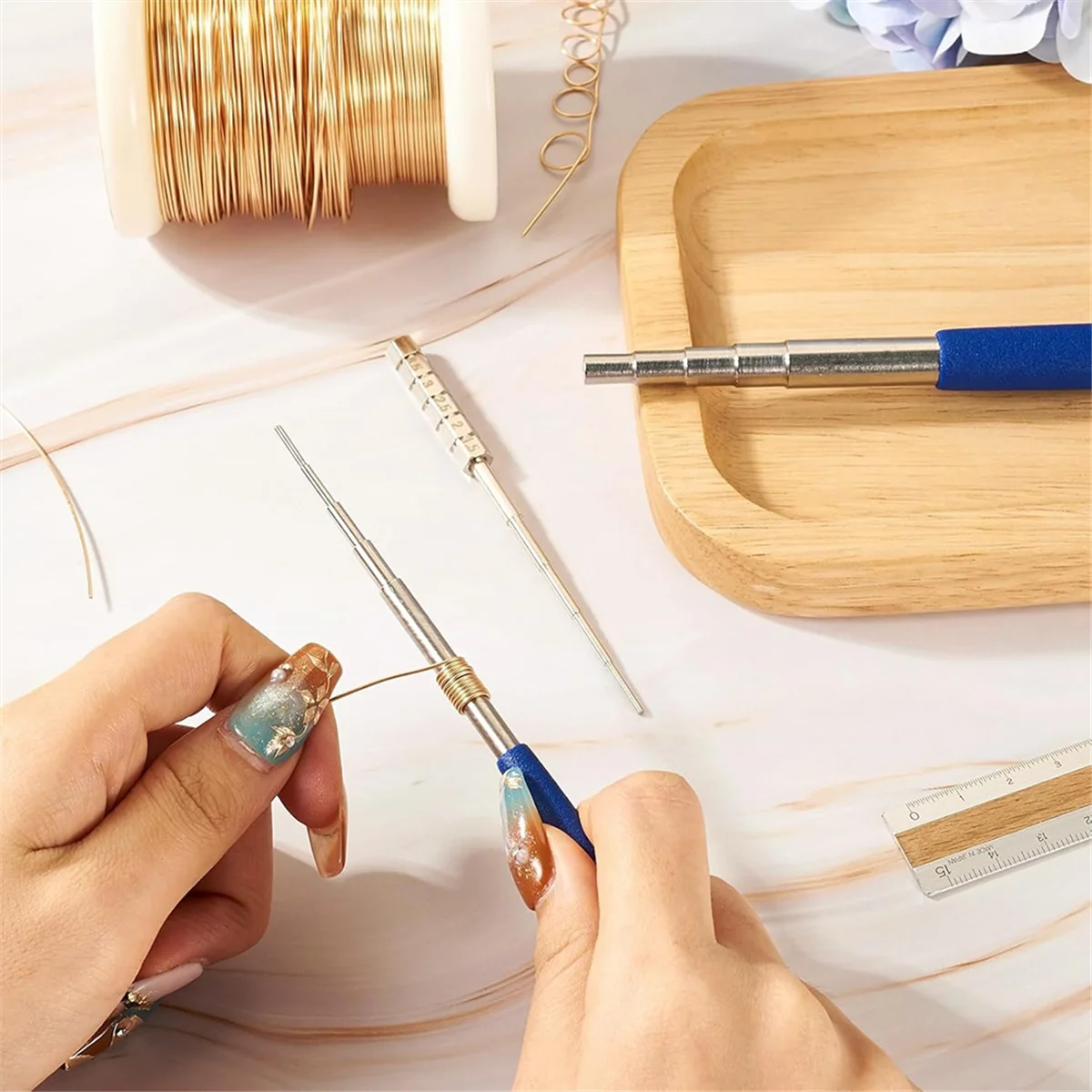 الانتقال الدائري تشكيل أداة 3 قطعة لفائف تهزهز سلك الحلقات لف قضيب خطوة ماندل عصا الانتقال الدائري تشكيل أداة لصنع المجوهرات التفاف #2