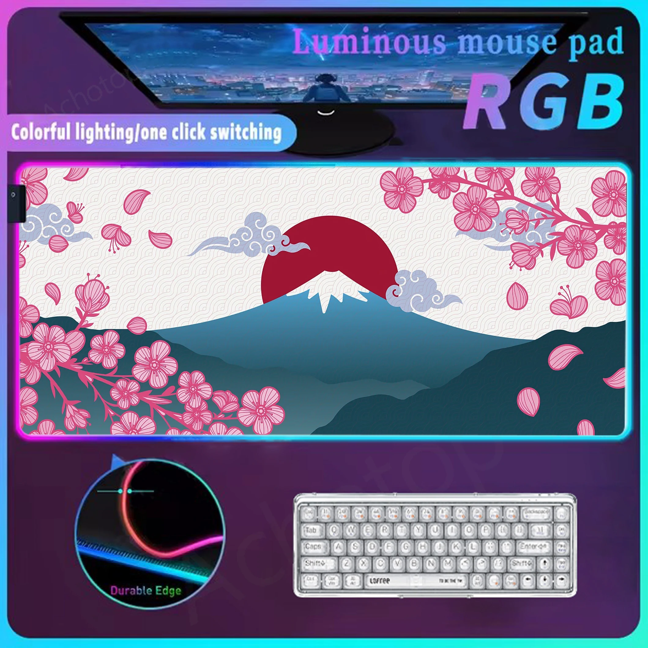 

Sakura Extended Pad Rgb Mouse Pad Colorful Keyboard Pads Table Mat Led Carpet Gaming Accessories Glow Personality Mousepad Xxl