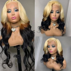 Ombre Blonde Brown Lace Frontal Wigs Wavy 13X4 Lace Front Wig 180 Density Colored Human Hair Wigs 613 Clasure Wigs