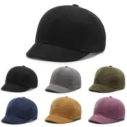 New Short Brim Solid Color Outdoor Shade Men Baseball Cap Spring Autumn Adjustable Korean Version Dad Hat Peaked Cap