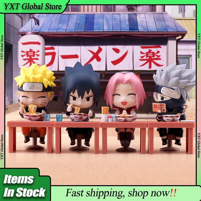กล่องสุ่มฟิกเกอร์อนิเมะ นารูโตะ ชิปปุเด็น ลายบะหมี่ ยี่ห้อ Bandai ตัวละคร อุซึมากิ นารูโตะ และ ซาสึเกะ ของตกแต่งโต๊ะทำงาน ของขวัญคริสต์มาสสำหรับเด็กผู้ชาย