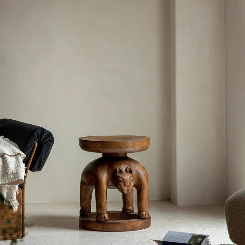 

Whole Wood Creativity\ African Senufo Tribe All Solid Wood Stool Wabi Sansan Carbonized Black Medieval Furniture