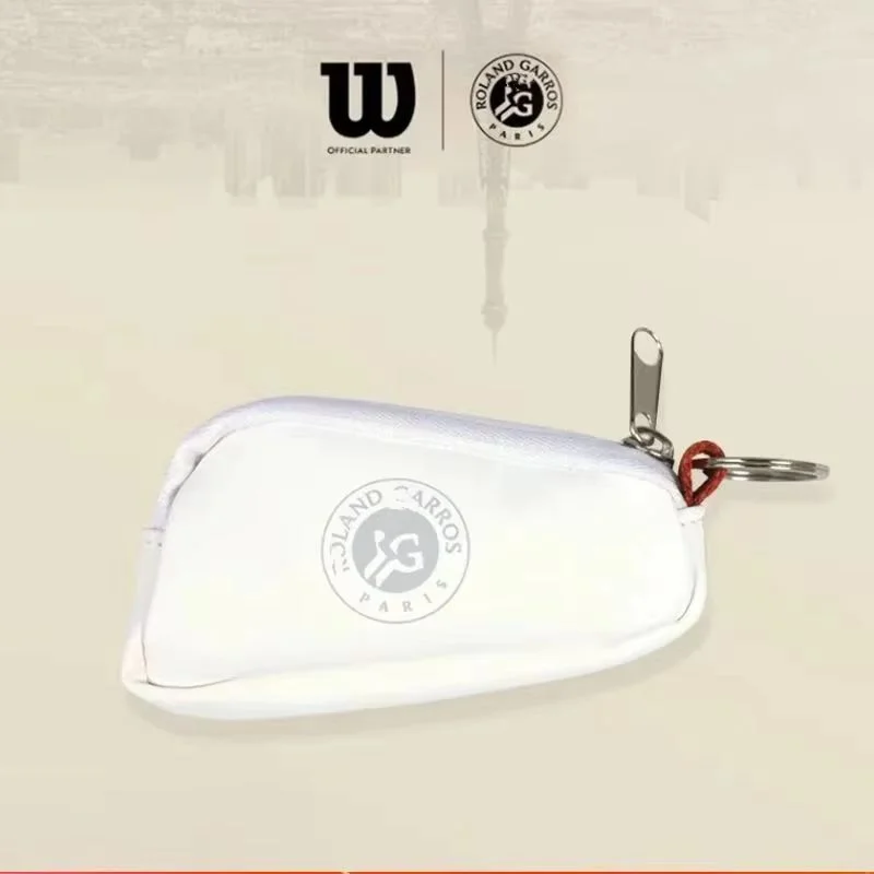 Wilson 2024 Mini Key Bag French Open White Handheld Mini Tennis Key Pack Collection Exquisite Keychain Storage Bag