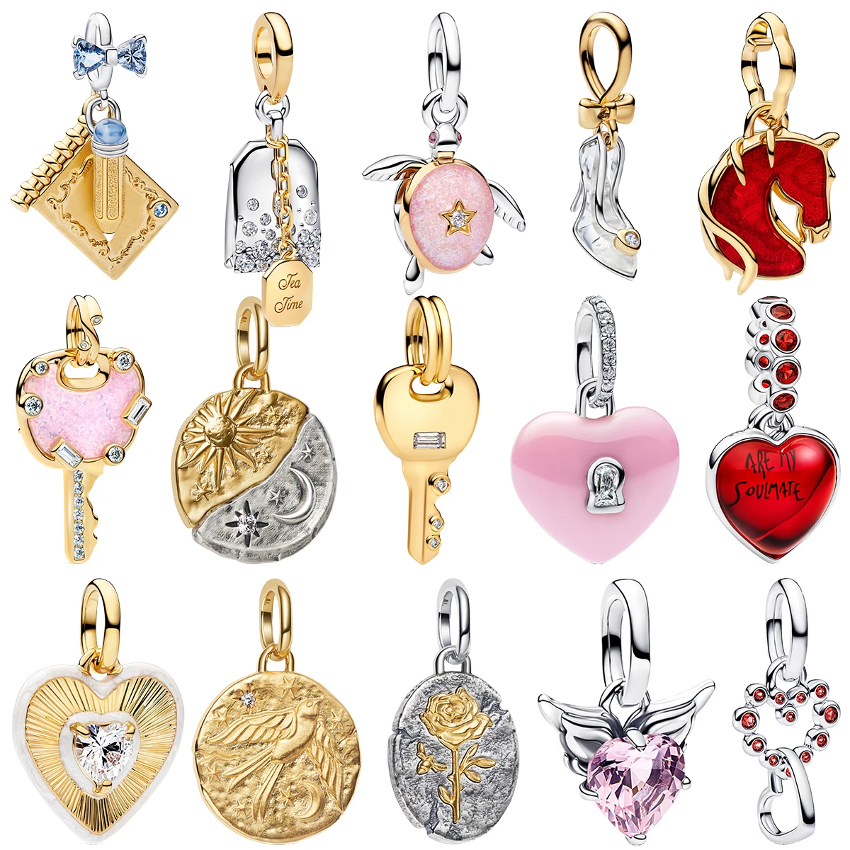 

Подвески-шармы из серебра 925 пробы: сердце, черепаха, сумка для ноутбука, морская черепаха, туфли на высоком каблуке, монета, голова лошади, золотой ключ, бусина, детали для браслетов DIY