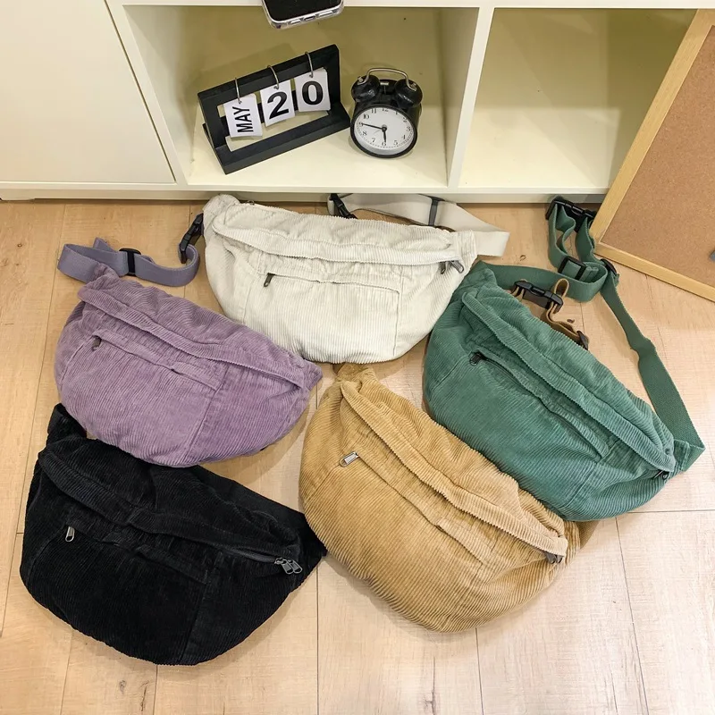 

Нагрудная сумка, женская вельветовая сумка 2026, трендовая сумка через плечо с поясными сумками для улицы, роскошный дизайнерский японский стиль