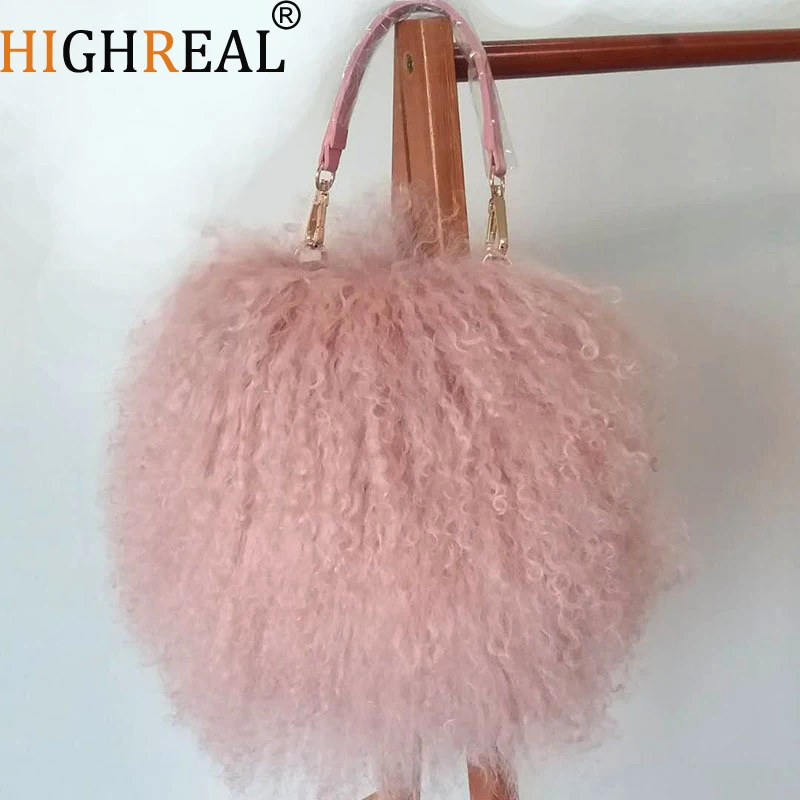 

Women Totes Fur Winter Shoulder Bags Beach Wool New Women Warm Bags Handmade Fluffy Message Bags Casual Black Chain Bags