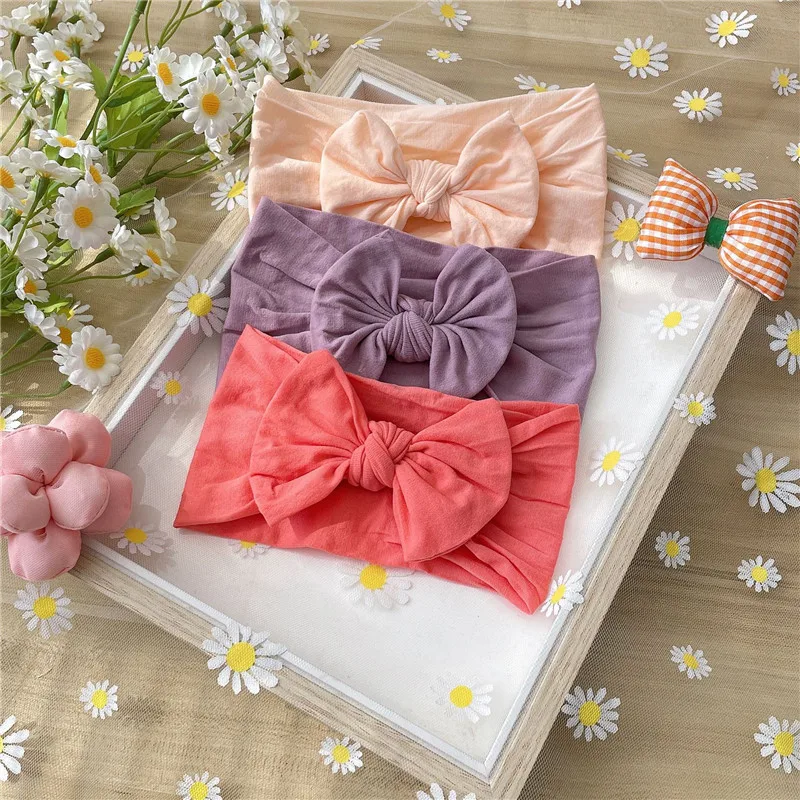 3Pcs/Lot Baby Headband BowKnot Sets Toddler Girls Nylon Headbands Soft Turban Kids Headwear Baby Head band Accessories