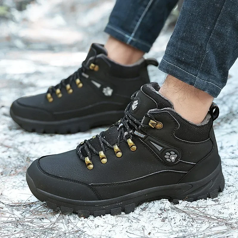 Men Winter Snow Boots Waterproof PU Sneakers Super Warm Men\'s Hiking Boots Outdoor Men Hiking Work Shoes Zapatos Hombre Verano