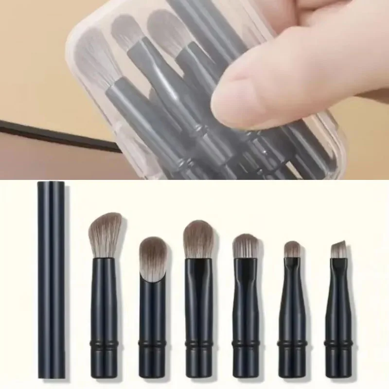 6Pcs Mini Travel Makeup Brushes Set with Box Portable Cosmetic Powder Foundation Blush Blending Concealer Make Up Brushes Set