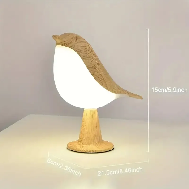 3Colors Magpie Bird Light LED Bedside Lamp Touch Control Wooden Night Light Lighting Desk Lamp Simple Courtyard Decoration Light