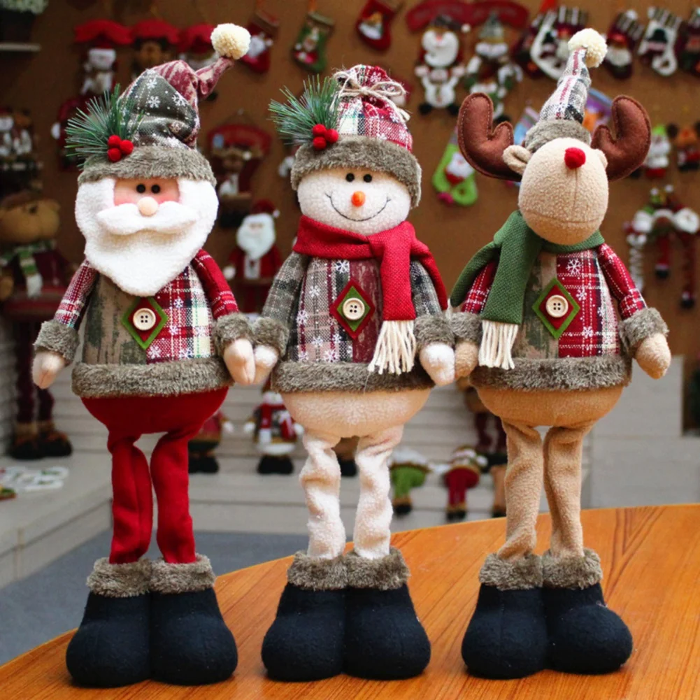 Christmas Dolls New Year Ornament Reindeer Snowman Santa Claus Standing Doll Navidad Decoration Merry Christmas Tree Decor