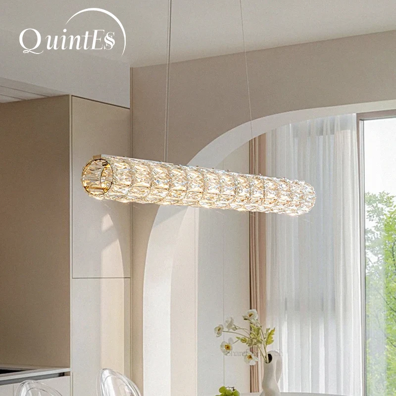 

Современная длинная хрустальная люстра с LED-подсветкой для столовой, гостиной, подвесной светильник для кухни, бара, домашнего освещения.