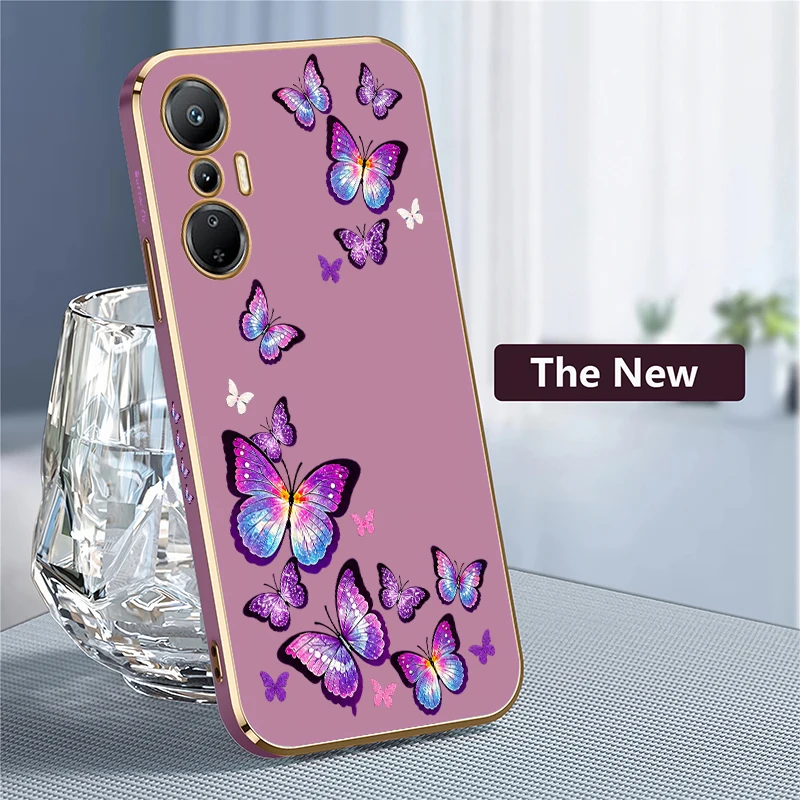 Elegant Floral Butterfly Case For Infinix Hot 12 11s 10 9 8 Pro 12i 10 Play Plating Silicone Soft Drop Resistant Back Cover Etui - view 4