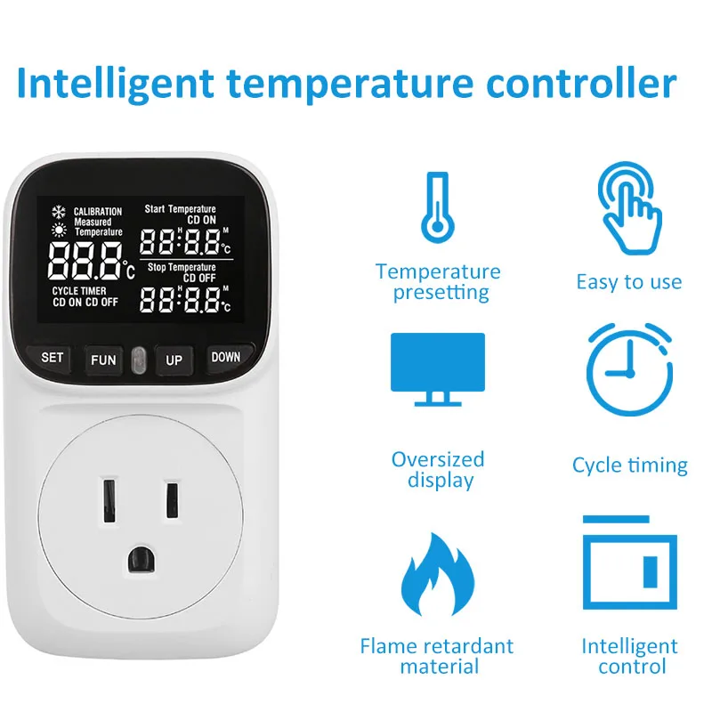 EU/US/UK Plug Digital Temperature Controller Socket Thermostat With Timer Switch Heating Cooling For Refrigerator Aquaculture