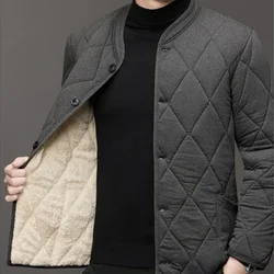 2023 New Men's Lamb Fleece Coat Men's Cotton Coat Winter Thickened Cotton Coat Large Plush Dad's Winter Cotton Coat