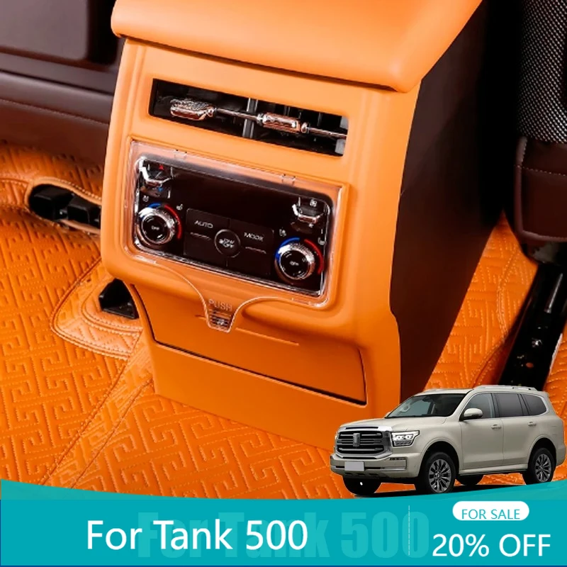 

Carbon Wood Grain Rear Armrest Air Conditioner AC Vent Cover Anti Kick Hit Accessories For GWM TANK 500 2024 2025 2026