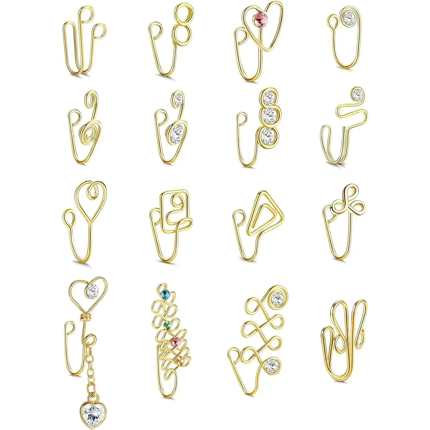 

Bobisty 1PC Stainless Steel Nose Cuff Non Piercing Fake Nose Rings for Women Fashion Rings Fake Piercings Clip on Nose Rings