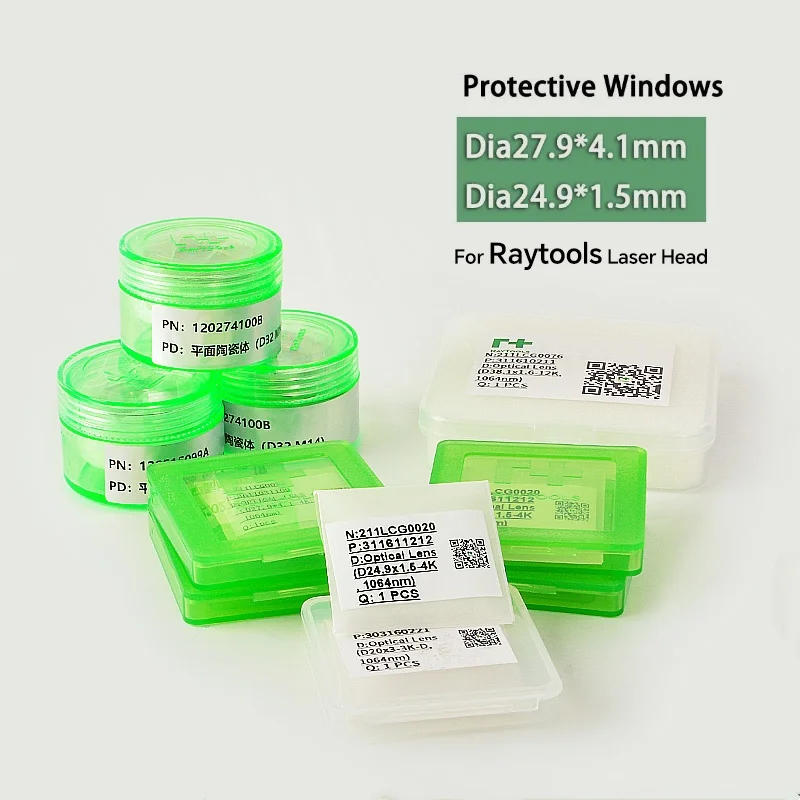 Imagem -03 - Raytools Lente de Janela de Proteção a Laser Lentes Laser de Fibra Original 27.9x4.1 24.9x1.5 Janelas Protetoras para Bm110 Bm111 Bt210