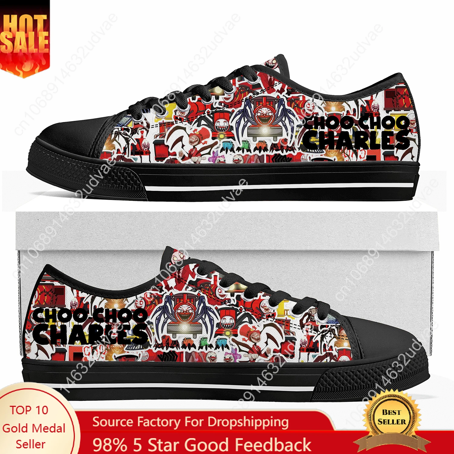 

Choo Choo Charles Low Top Shoes Men Women Teenager Sneakers Canvas High Quality Sneaker Casual Customized Couple Shoe Black Sole