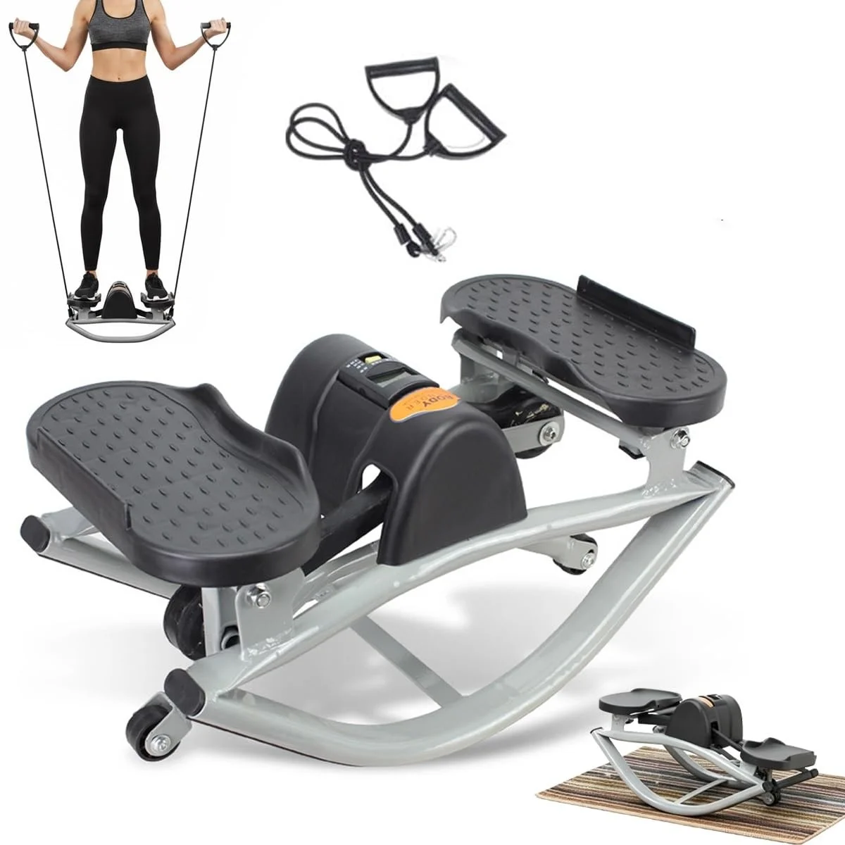 Indoor Rock Stepper Lateral Rocking Fitness Equipment Home Use Gym Workouts Treadmill Machine Low-Impact Metal Portable Compact