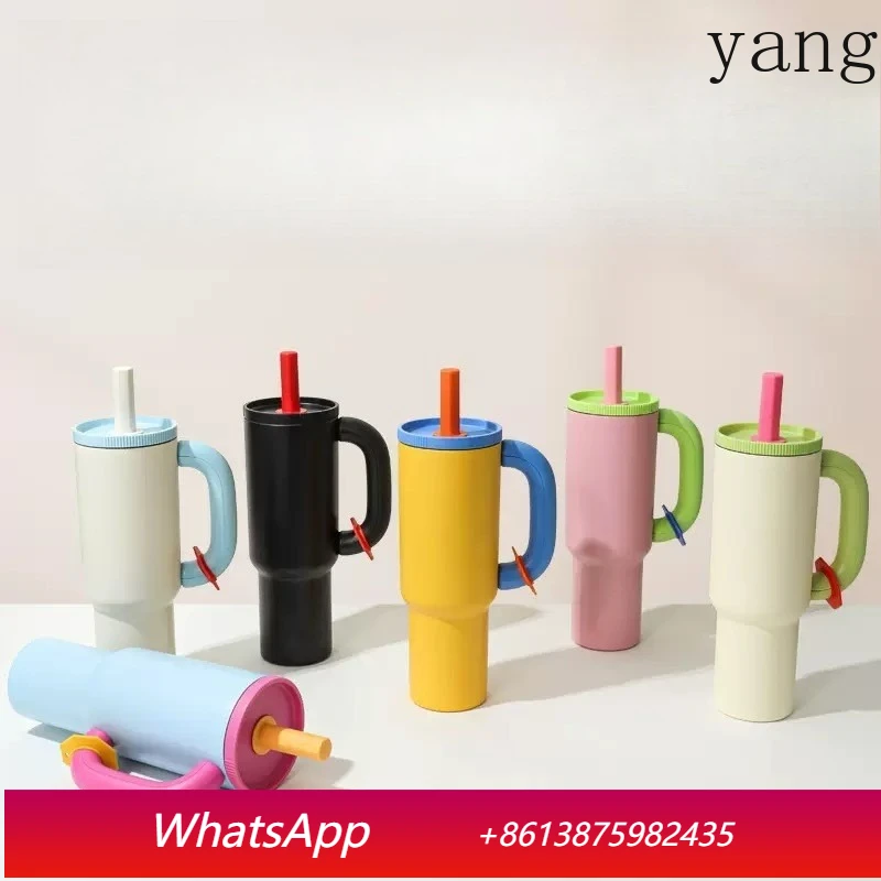 

Термос из нержавеющей стали LMM, портативная кружка с ручкой для автомобиля, цвет макарон, для напитков со льдом.