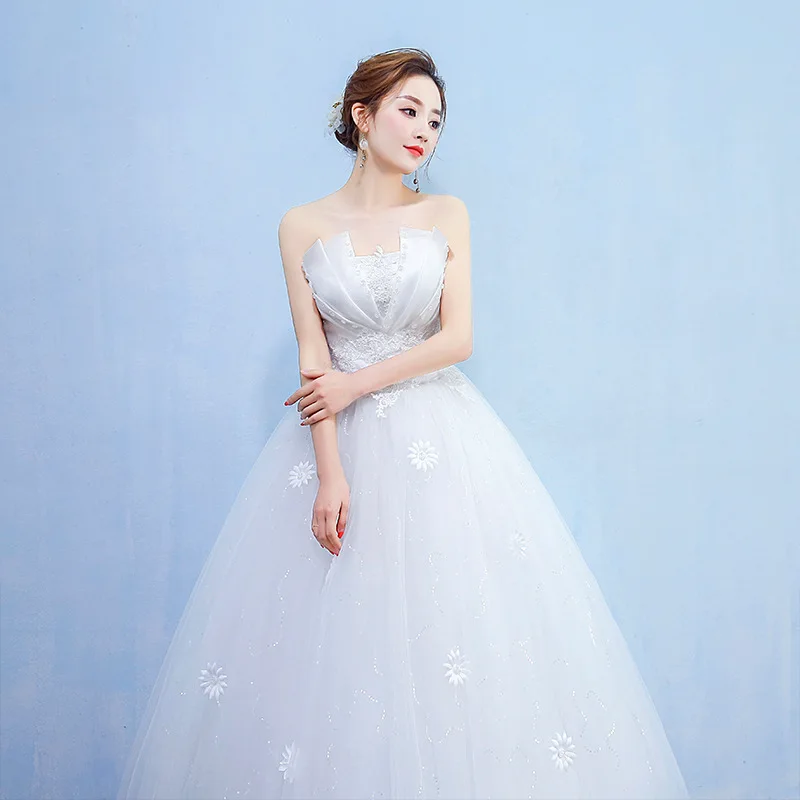 Nuovi abiti da sposa per le donne stile coreano semplice abito da sposa tubo superiore lunghezza del pavimento Plus Size abito da sposa Vestidos De Novia