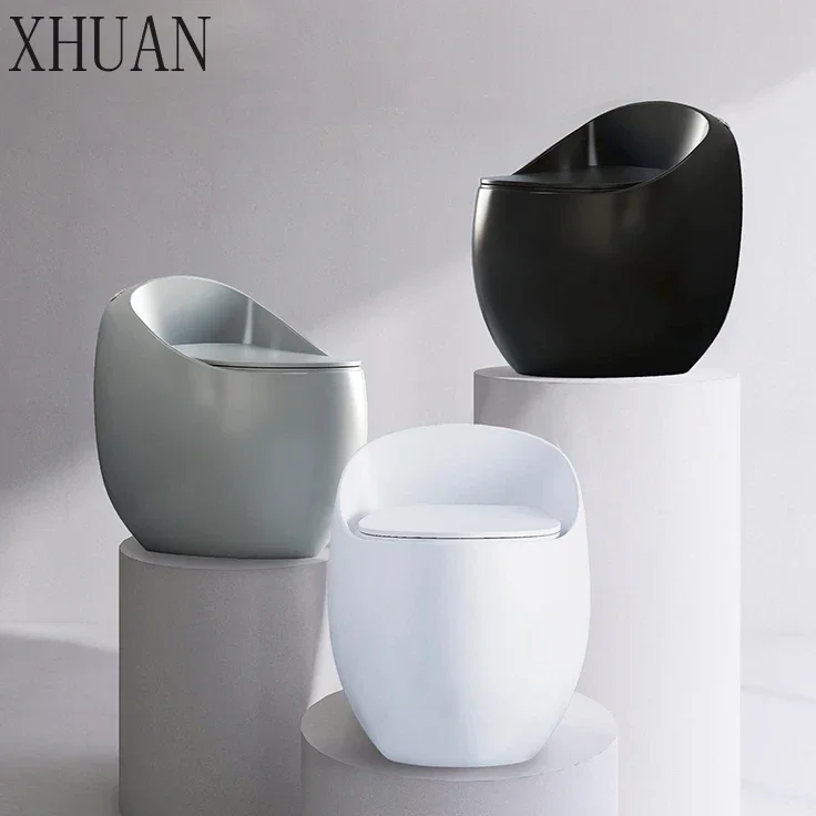 -New design S-trap ceramic bathroom wc commode color toilet bowl round egg shaped one piece toilet