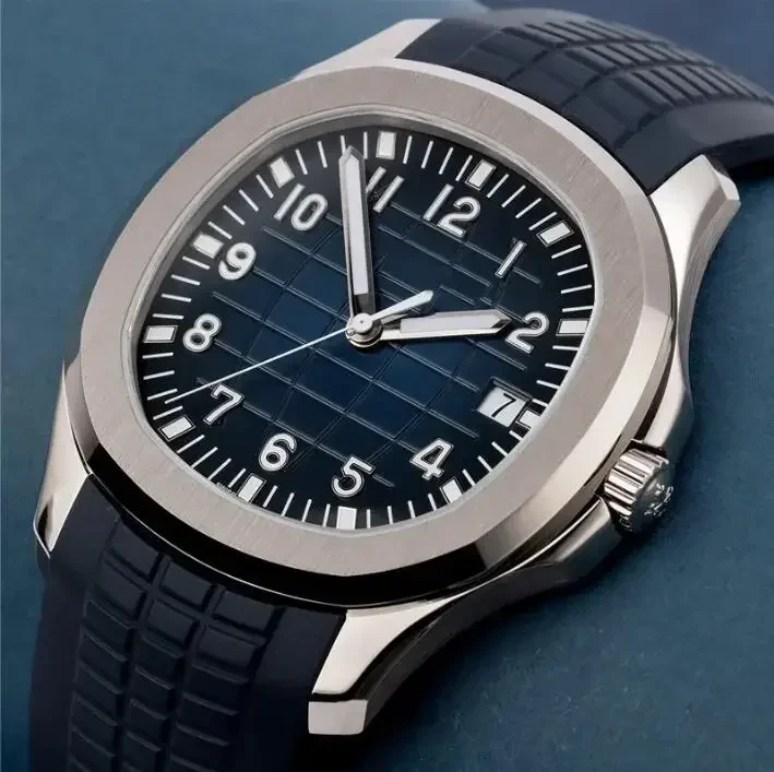 Luxo masculino aquanaut 5167a relógio mecânico automático de aço inoxidável preto azul pulseira de borracha relógios esportivos relogio