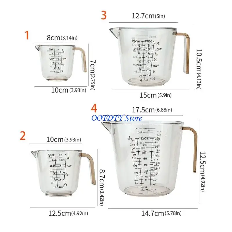 367A Plastic Measuring Cup For Recipes Smooth Front Cleaning 5 Capacity Option