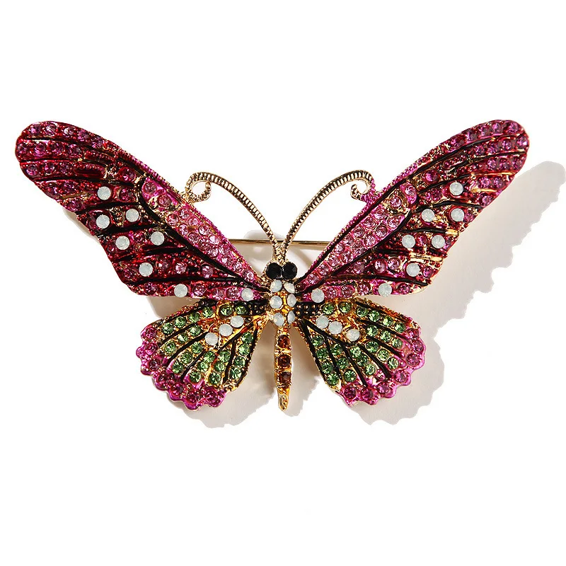 Trendy Multicolour Alloy Butterfly Brooches For Women 4-color Metal Crystal Insect Brooch Party Birthday Jewelry